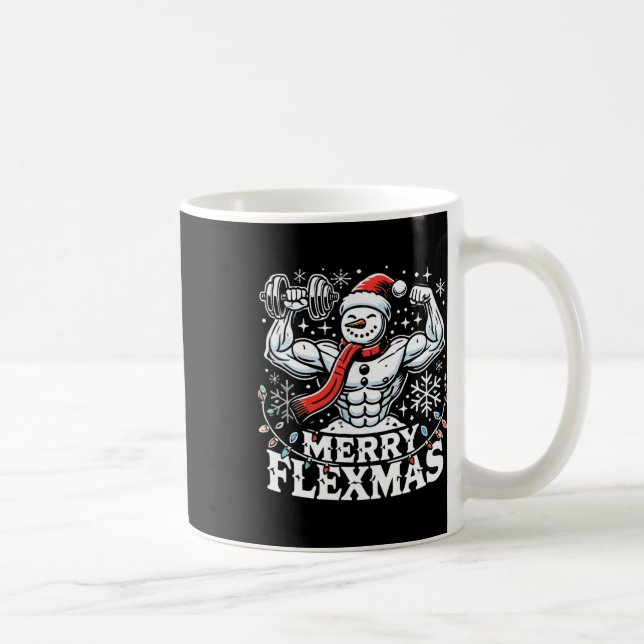Merry Flexmas - Snögubbe Flexing jul Gym Body Kaffemugg (Höger)