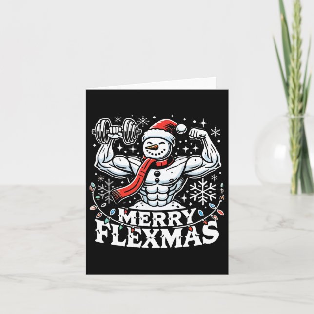 Merry Flexmas - Snögubbe Flexing jul Gym Body Kort (Framsida)