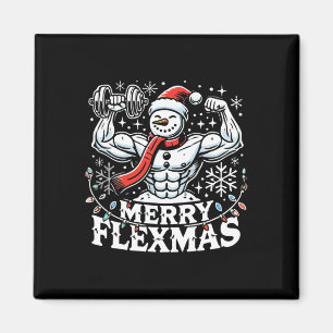 Merry Flexmas - Snögubbe Flexing jul Gym Body Magnet