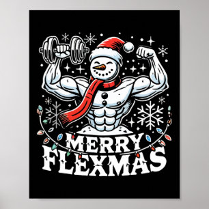 Merry Flexmas - Snögubbe Flexing jul Gym Body Poster