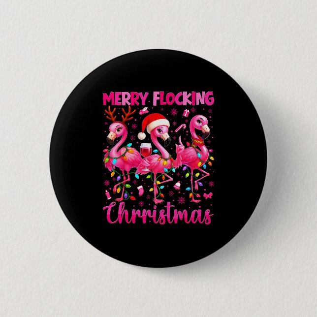 Merry Flocking Christmas Flamingo Drink Pjs Xmas M Knapp (Framsida)