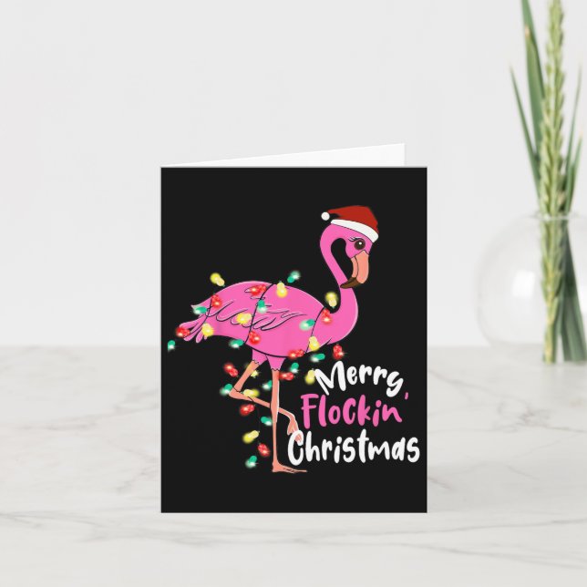 Merry Flocking jul Flamingo Julafton Kort (Framsida)