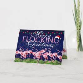 Merry Flocking jul Rosa Flamingo Helgkort