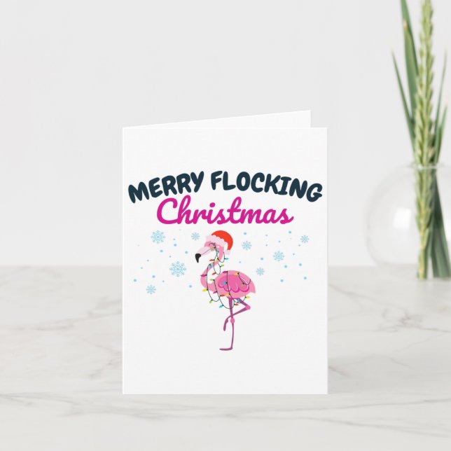 Merry Flocking jul Tropical Florida Flamingo Kort (Framsida)