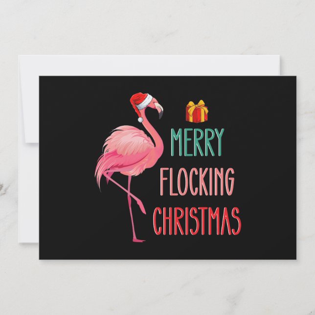 Merry Flocking julflamingo Helgdag Inbjudningar (Framsida)