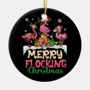 Merry Flocking julrener Santa Flamingo Julgransprydnad Keramik