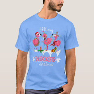 Merry Flocking julrener Santa Flamingo X T Shirt