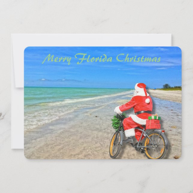 Merry Florida jul Sanibel Island Beach Santa Julkort (Framsida)