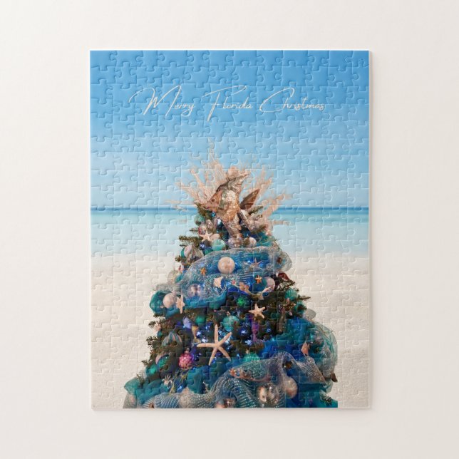 Merry Florida jul Tropical Beach Holiday Tree Pussel (Vertikal)