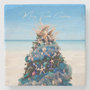Merry Florida jul Tropical Beach Holiday Tree Stenunderlägg