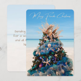 Merry Florida jul Tropical Beach och Träd Julkort