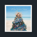 Merry Florida jul Tropical Beach och Träd Pappersservett<br><div class="desc">Fira helgdagarna med dessa vackra tropiska, tropiska pappra blöjor. Utformningen är en foto av en fantastisk Julgran som visas på konstmuseet i Orlando under den årliga festivalen i Träd. Det vackra helgdag är kantinspirerat av kustinspirerade dekorationer som svält, miniatyrfisk, bete-färgad-ornament bollar i blått, grönt och elfenben, och en stor sjöjungfruar...</div>