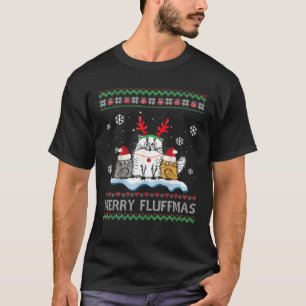 Merry Fluffmas Cats Santa Reindeer Ugly jul T Shirt