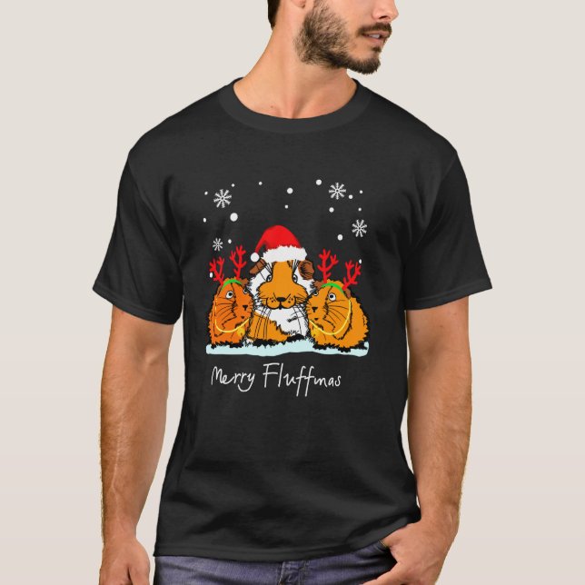 Merry Fluffmas Cavy Clothes Saker jul Guine T Shirt (Framsida)