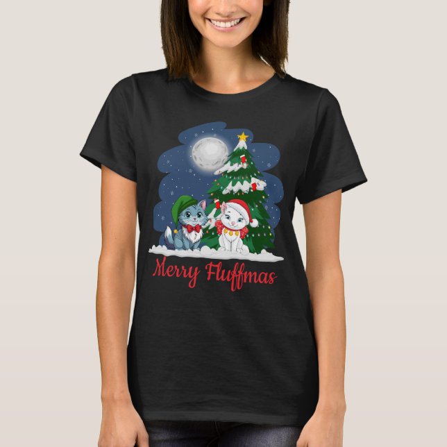 Merry Fluffmas Cute Cute jul T Shirt (Framsida)