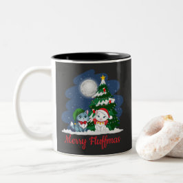 Merry Fluffmas Cute Cute jul Två-Tonad Mugg