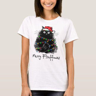 Merry Fluffmas Fluffy Cat God jul Gifts T Shirt
