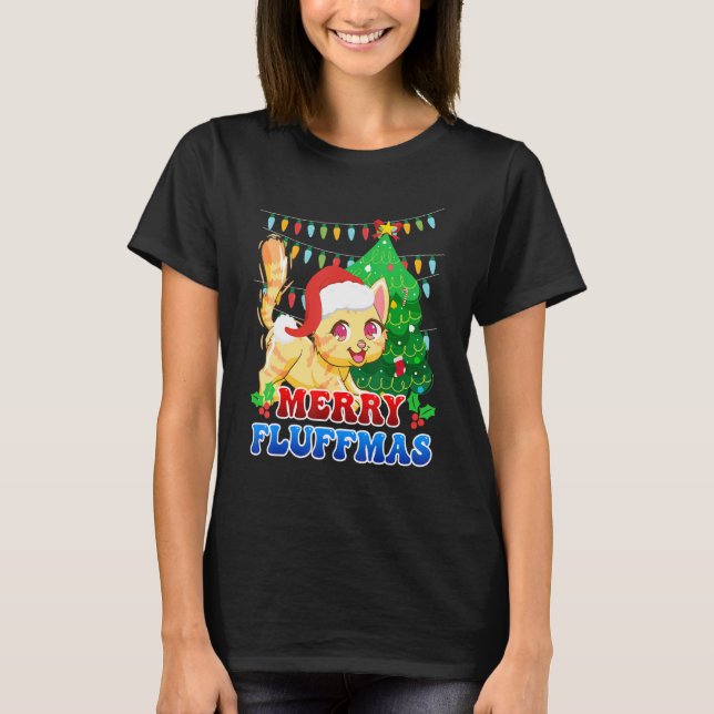 Merry Fluffmas-katter jul T Shirt (Framsida)