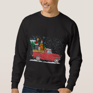 Merry Fluffmas med Red Lastbil Fluff-julkostnad Lång Ärmad Tröja