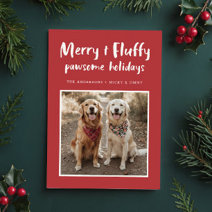 Merry Fluffy Golden Retriever Hund Foto jul Julkort