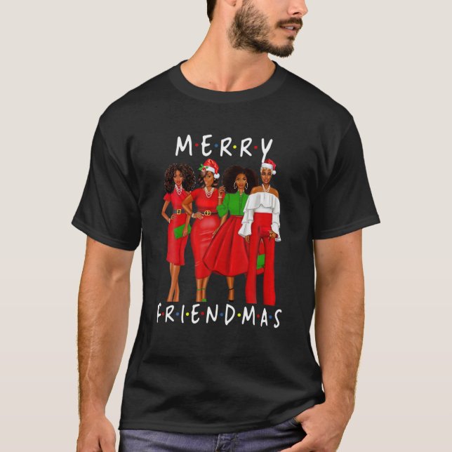 Merry Friendsmas Black Afro African Women Proud Sa T Shirt (Framsida)