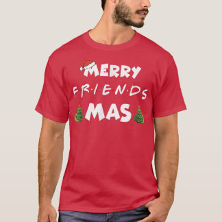 Merry Friendsmas Christmas Trees Lights Santa Hat T Shirt