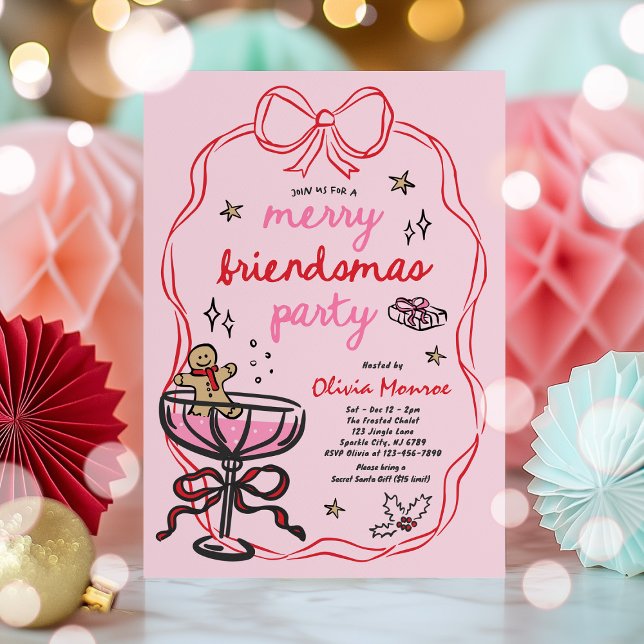 Merry Friendsmas jul Cocktail Julfest Inbjudningar (Skapare uppladdad)