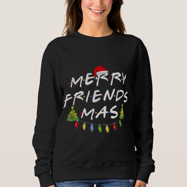 Merry Friendsmas Julgranar Ljus Santa Hat T Shirt (Framsida)