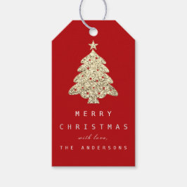 Merry from Helgdag Gift Märkre Guld jul Red Presentetikett