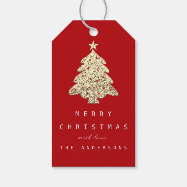 Merry from Helgdag Gift Märkre Guld jul Red Presentetikett (Framsidan)