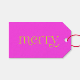 Merry Fuchsia och Bright Grönt Jul Helgdag Presentetikett