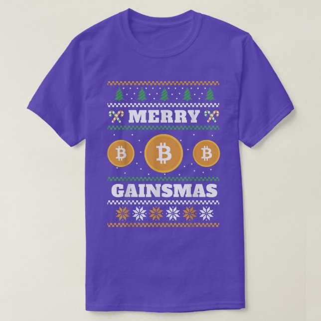 Merry Gainsmas Bitcoin Ugly jul Sweater T Shirt (Design framsida)