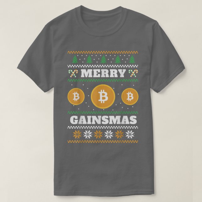 Merry Gainsmas Bitcoin Ugly jul Sweater T Shirt (Design framsida)