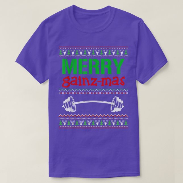 Merry Gainzmas Gym Lyftvikt Lifter Ugly Chri T Shirt (Design framsida)