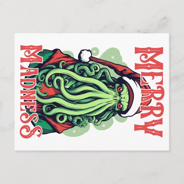 Merry Galenhet - Cthulhu Santa Stare Vykort (Framsida)