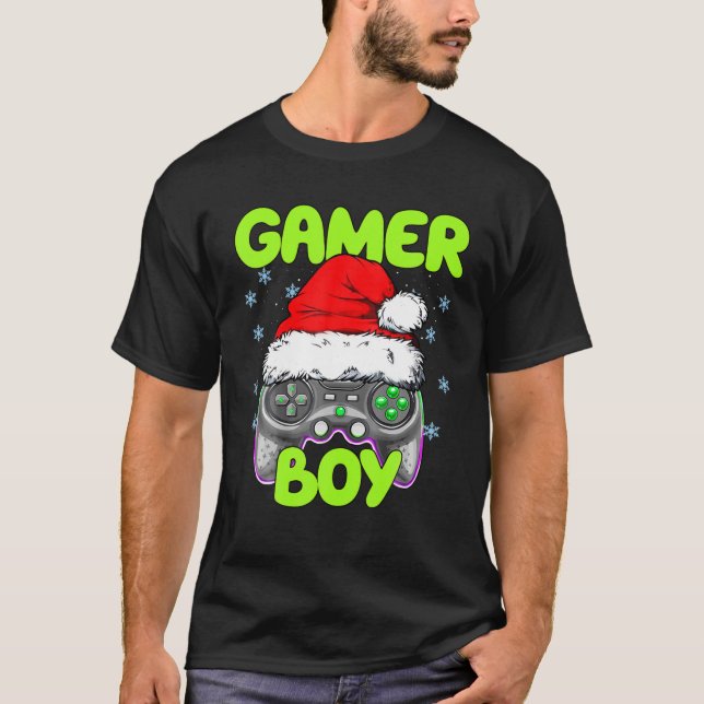 Merry Gamemus Julafton Gamer Boy-julspel Paja T Shirt (Framsida)
