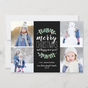 Merry Garland Helgdag 4 Photo Collage Card Julkort