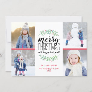 Merry Garland Helgdag 4 Photo Collage Card Julkort
