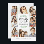Merry Garland Helgdag 8-Photo Collage jul<br><div class="desc">Snyggt och fotokort för frammatning av Helgdag med staplad typografi som lyder: "God jul och gott nytt år". Anpassa med egna foton och egen text. Med vår exklusiv färgade hand vattenfärgade lagrar med röda bär. Det kommer med trendiget red geo mönster på baksidan för en speciell beröring i extra.</div>