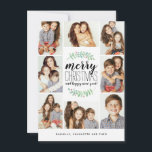 Merry Garland Helgdag 8-Photo Collage jul<br><div class="desc">Snyggt och fotokort för frammatning av Helgdag med staplad typografi som lyder: "God jul och gott nytt år". Anpassa med egna foton och egen text. Med vår exklusiv färgade hand vattenfärgade lagrar med röda bär. Det kommer med trendiget red geo mönster på baksidan för en speciell beröring i extra.</div>