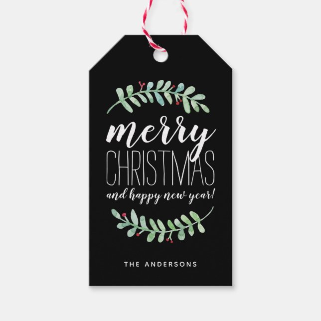 Merry Garland Helgdag Gift Märkre Presentetikett (Framsidan)