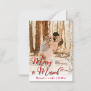 &merry-gift bröllop fotoröd kalligrafi anteckningskort