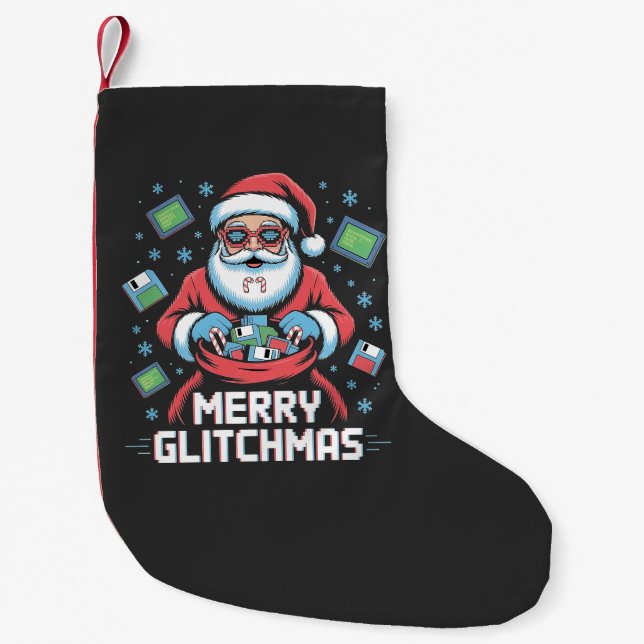 Merry Glitchmas Coding Programmer jultomten Liten Julstrumpa (Framsidan)