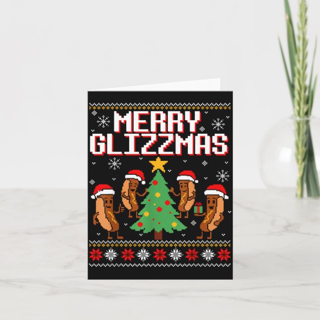 Merry Glizzmas Funny Merry Christmas Hotdogs Xmas  Kort (Framsida)