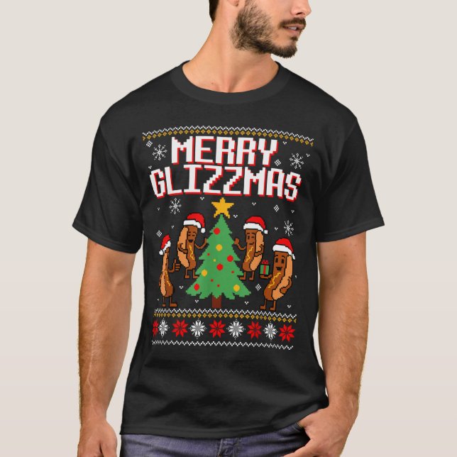 Merry Glizzmas Funny Merry Christmas Hotdogs Xmas  T Shirt (Framsida)