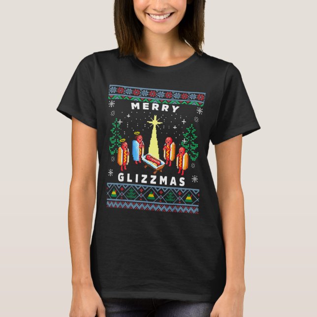 Merry Glizzmas Funny Ugly Christmas Sweater Glizzy T Shirt (Framsida)