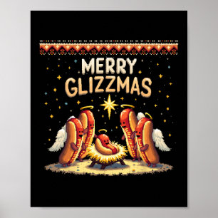 Merry Glizzmas Hett Dog Humor Funny Food Älskare C Poster