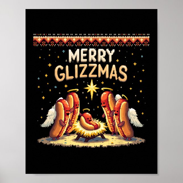 Merry Glizzmas Hett Dog Humor Funny Food Älskare C Poster (Framsidan)