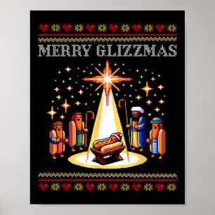 Merry Glizzmas Tacky Funny God jul Hett Hund Poster