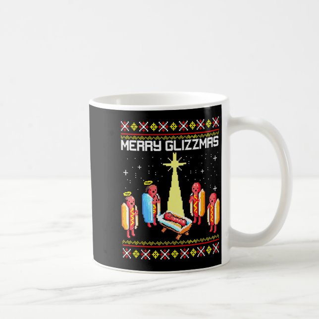 Merry Glizzmas Tacky Funny Merry Christmas Hotdogs Kaffemugg (Höger)
